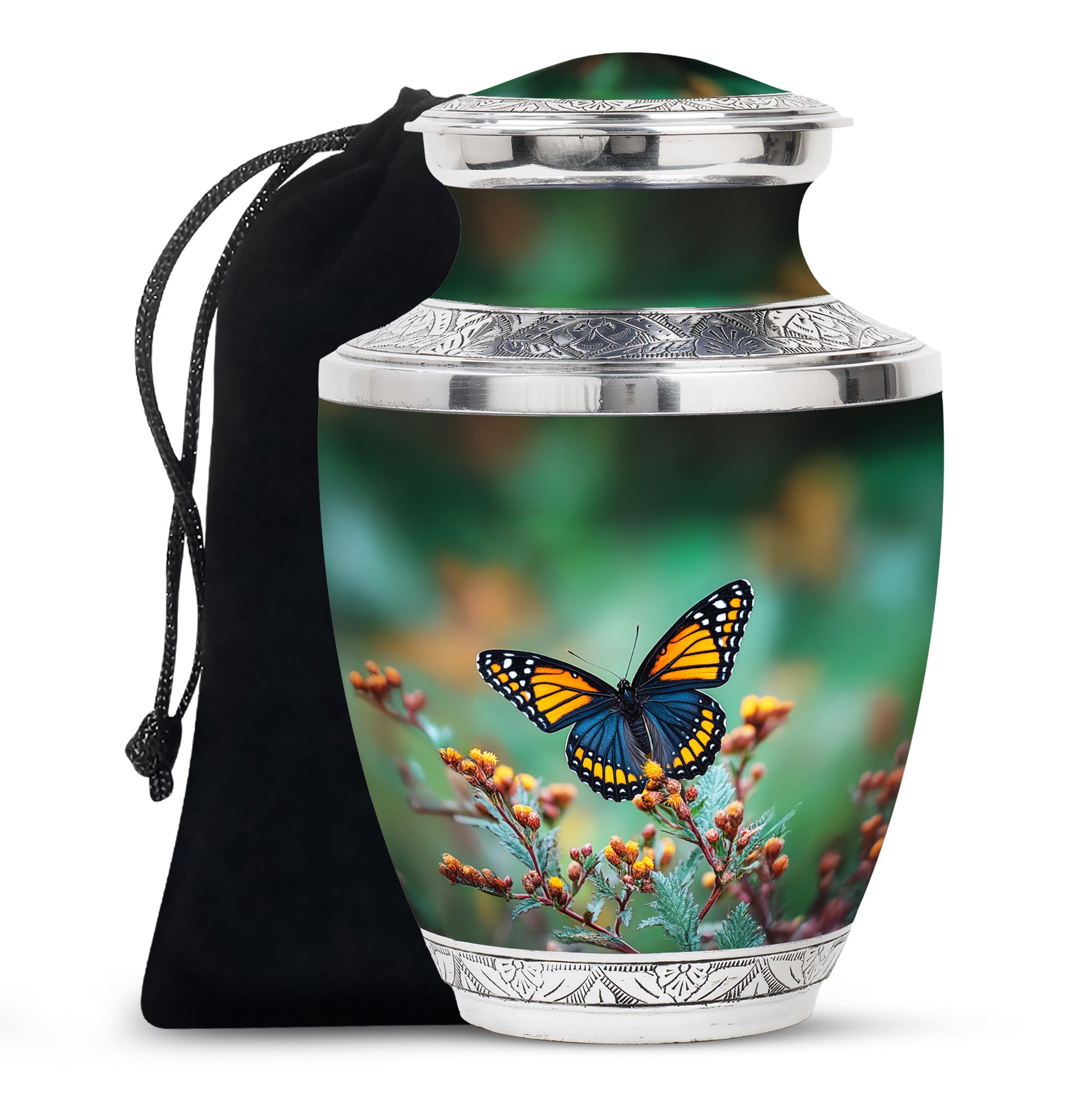 Orange Butterfly Cremation Urn - Small Urn For Ashes Keepsake Mom