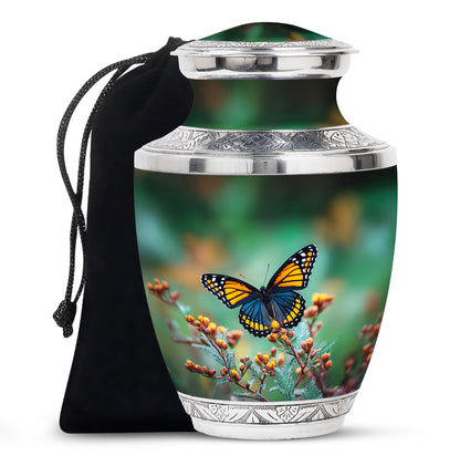 Orange Butterfly Cremation Urn - Small Urn For Ashes Keepsake Mom