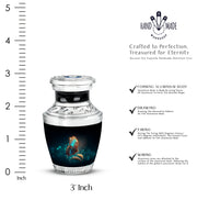 Ebony Butterfly Cremation Urn top-down view of secure threaded lid - modern art-inspired butterfly motif on sleek aluminum - mini keepsake memorial for portion of cremation ashes