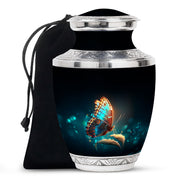 Black Glowing Butterfly Urn - Large Cremation Urns For Women Ashes