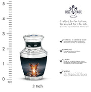 Azure Butterfly Cremation Urn top-down view of secure threaded lid - modern art-inspired butterfly motif on sleek aluminum - mini keepsake memorial for portion of cremation ashes
