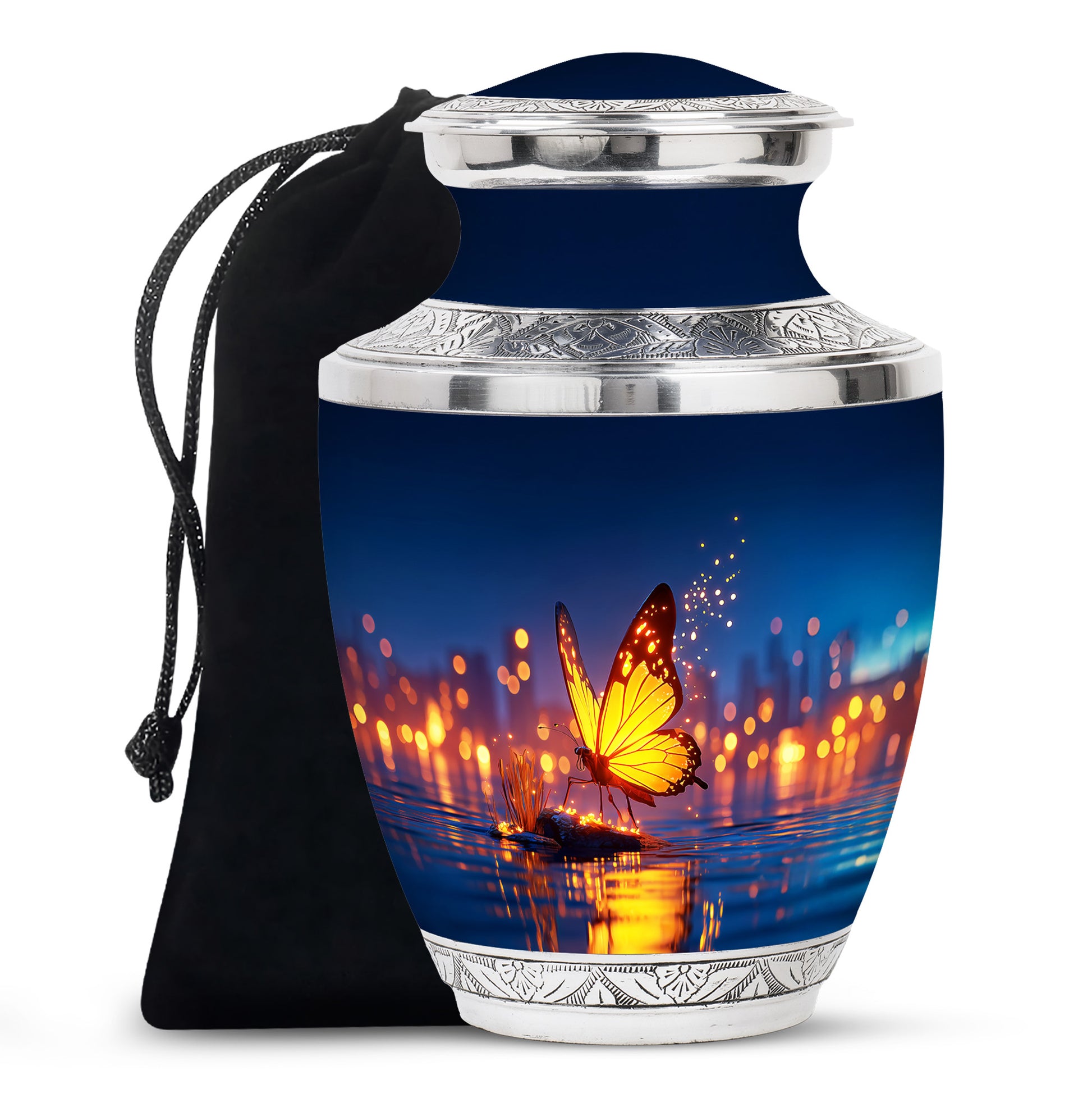 Beautiful Elegant Golden Butterfly Urn - Urns For Adult Female Mom