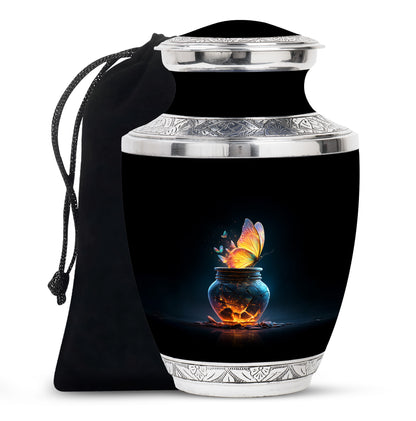 Black Glowing Butterfly Urn - Cremation Urns For Women Ashes