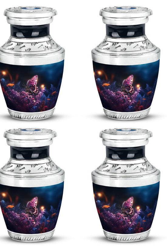 Rich Black Butterfly Cremation Urn back view with polished surface - contemporary butterfly design with modern artistic flair - 10 inch aluminum urn for cremated remains