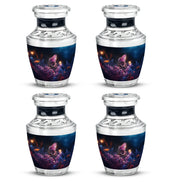 Rich Black Butterfly Cremation Urn back view with polished surface - contemporary butterfly design with modern artistic flair - 10 inch aluminum urn for cremated remains