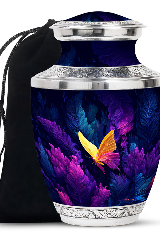 Yellow Butterfly Cremation Urn - Large Urns For Mom Funeral Ashes