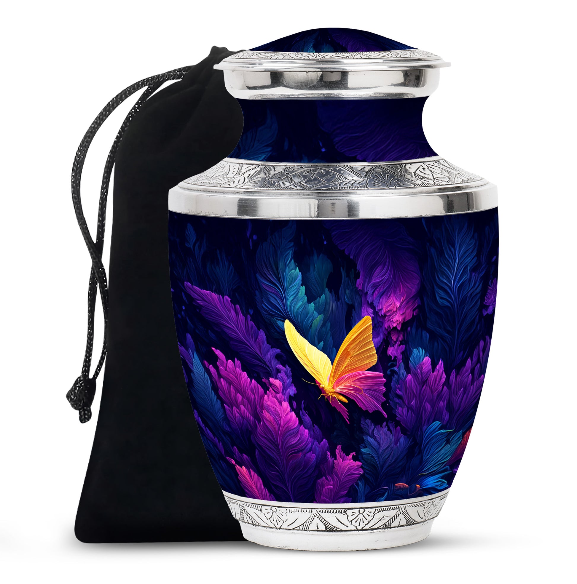 Yellow Butterfly Cremation Urn - Large Urns For Mom Funeral Ashes