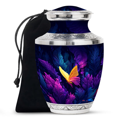 Yellow Butterfly Cremation Urn - Large Urns For Mom Funeral Ashes