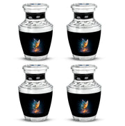 Deep Black Butterfly Cremation Urn back view with polished surface - contemporary butterfly design with modern artistic flair - 10 inch aluminum urn for cremated remains