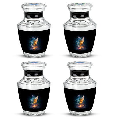 Deep Black Butterfly Cremation Urn back view with polished surface - contemporary butterfly design with modern artistic flair - 10 inch aluminum urn for cremated remains
