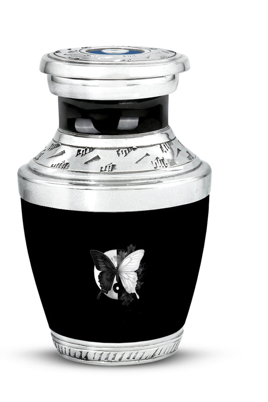 Personalized Butterfly Cremation Urns - Pristine Black 10-inch, 200 cu in - Yatskia