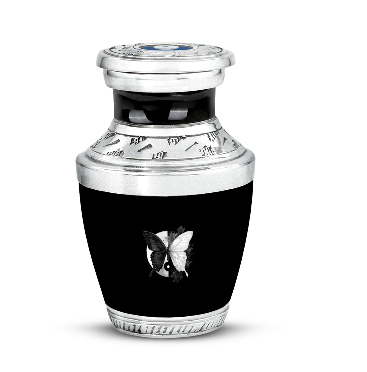 Personalized Butterfly Cremation Urns - Pristine Black 10-inch, 200 cu in - Karyliz