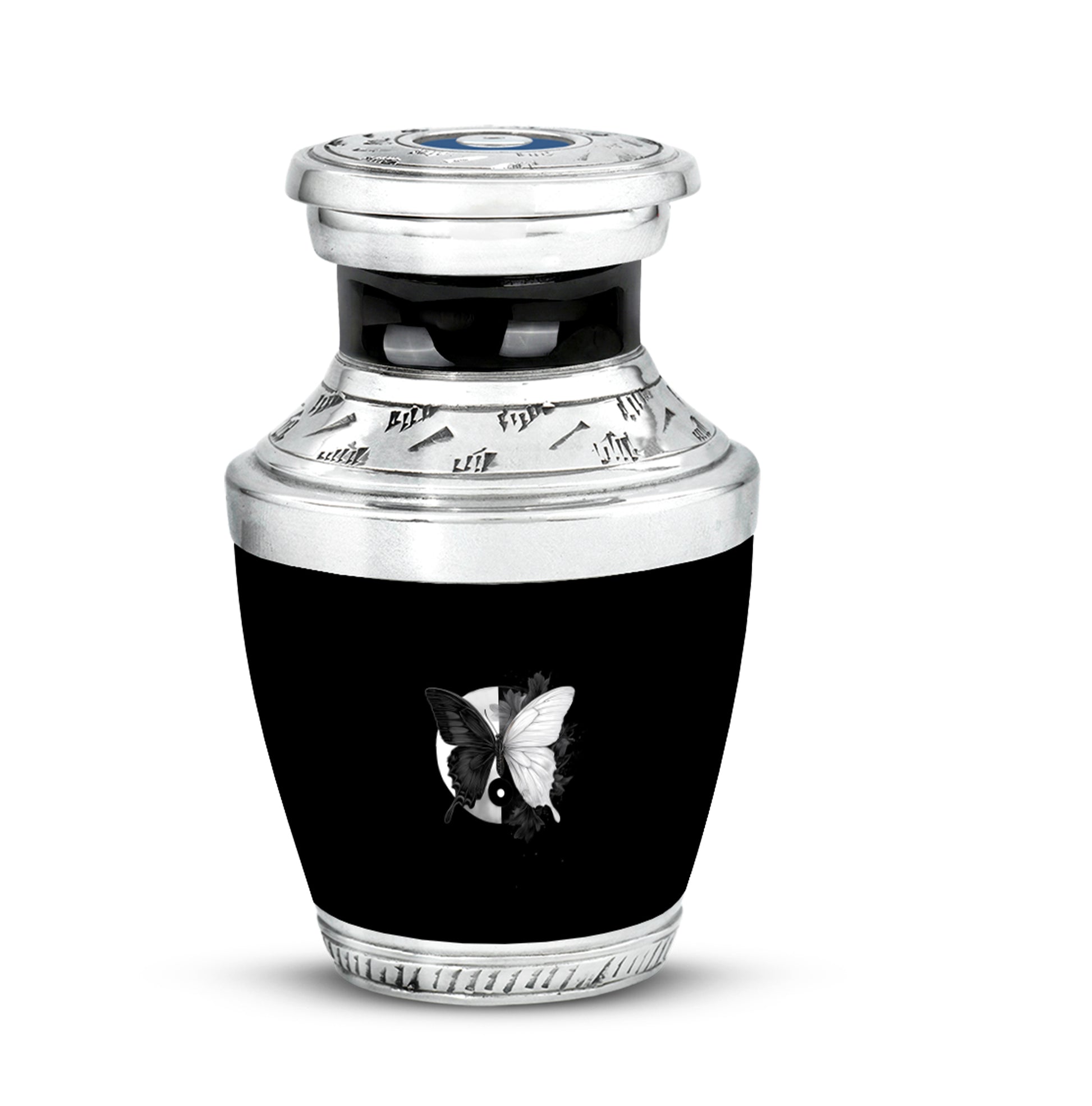 Personalized Butterfly Cremation Urns - Pristine Black 10-inch, 200 cu in - Yatskia