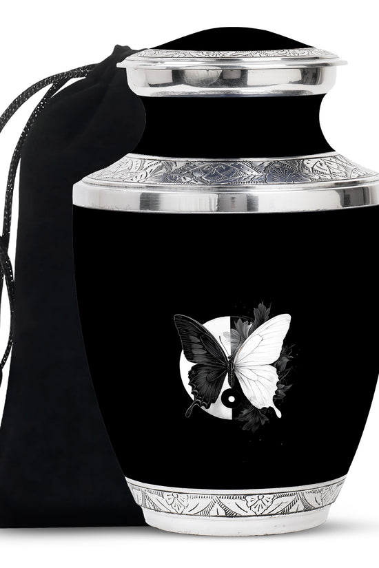 Black & White Butterfly Urn - Unique Decorative Urns For Human Ashes