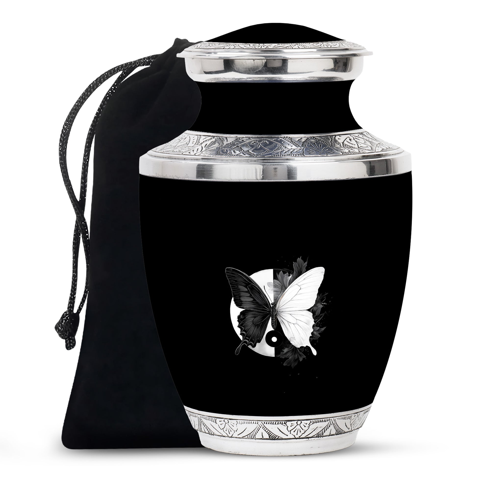 Black & White Butterfly Urn - Unique Decorative Urns For Human Ashes