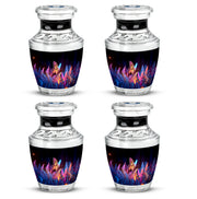 Obsidian Black Butterfly Cremation Urn back view with polished surface - stylized abstract butterfly pattern with bold lines - 10 inch aluminum urn for cremated remains