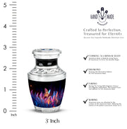 Midnight Black Butterfly Cremation Urn top-down view of secure threaded lid - stylized abstract butterfly pattern with bold lines - mini keepsake memorial for portion of cremation ashes