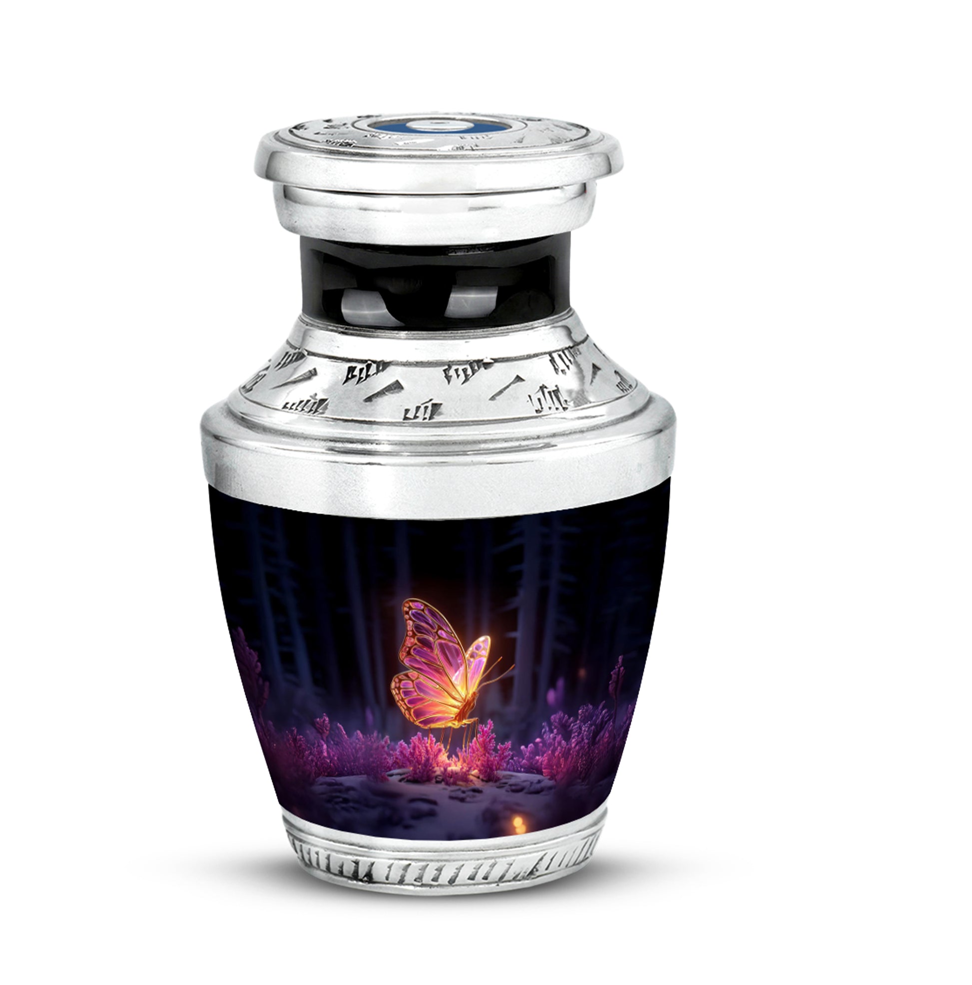 Black Sacred Butterfly Cremation Urns for Human Ashes - 10-inch, 200 cu in - Yatskia