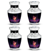 Obsidian Black Butterfly Cremation Urn back view with polished surface - artistic butterfly interpretation with creative detail - 10 inch aluminum urn for cremated remains