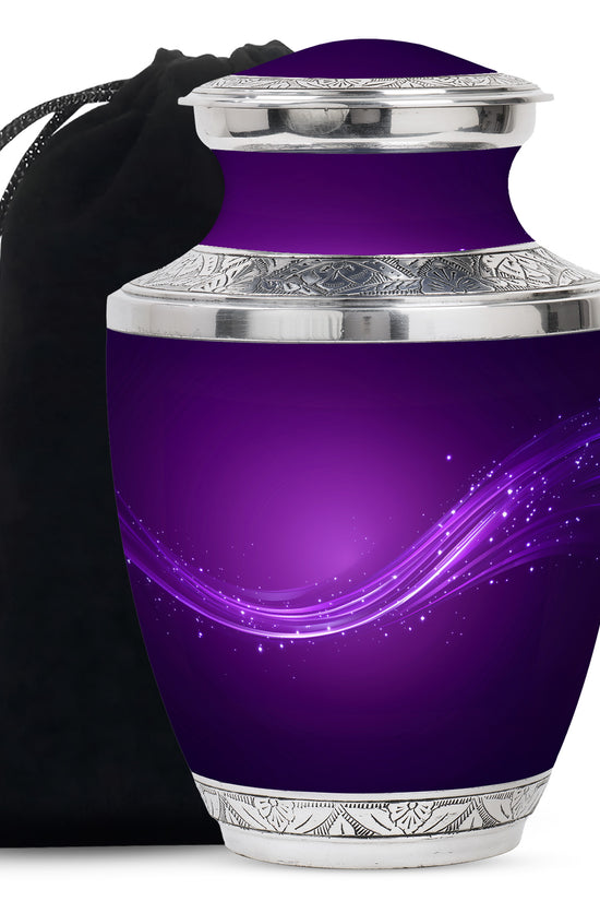 Stylish Purple Cremation Urn With Sparkle Swirl – Unique Urn For Ashes