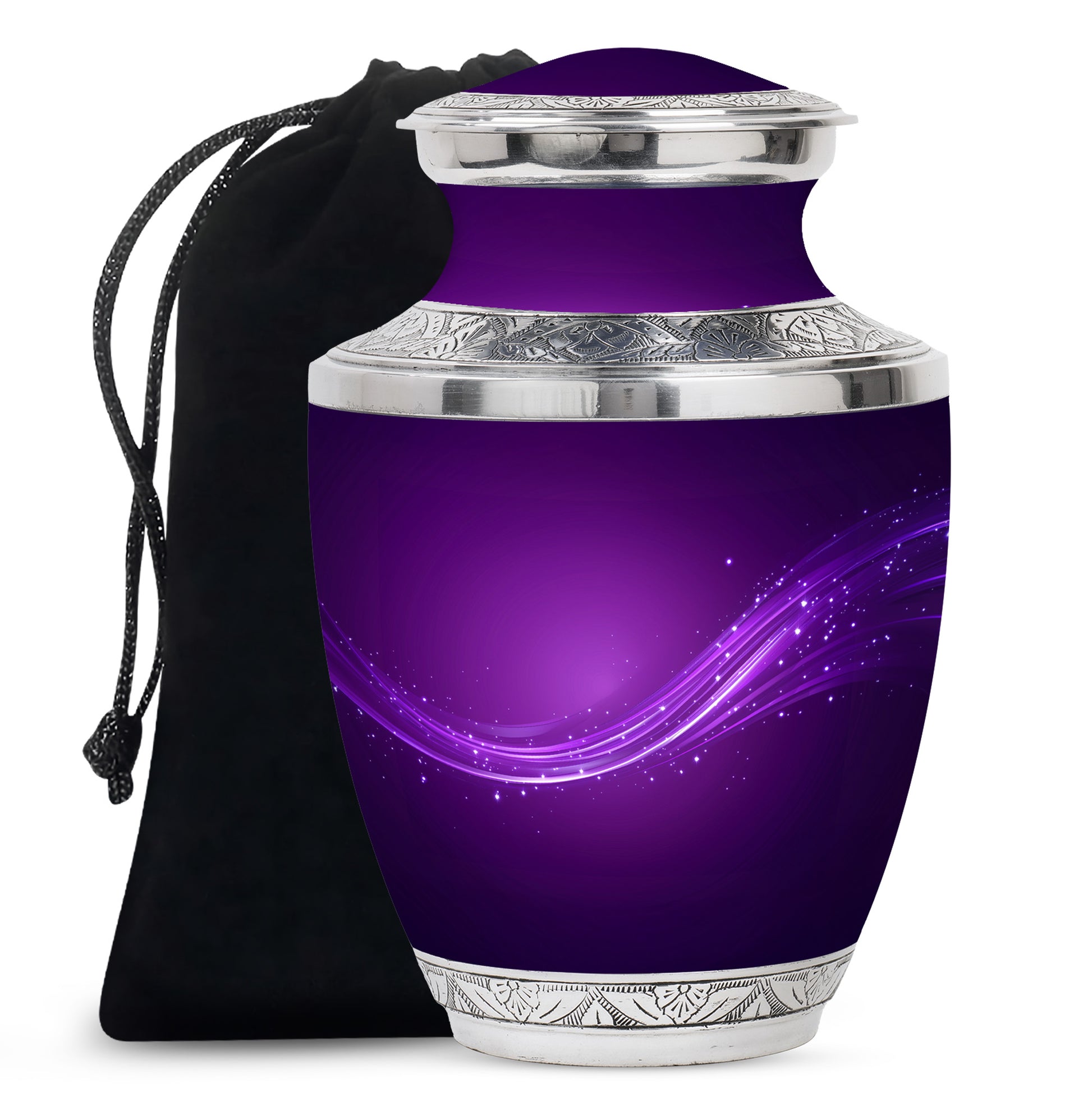 Stylish Purple Cremation Urn With Sparkle Swirl – Unique Urn For Ashes