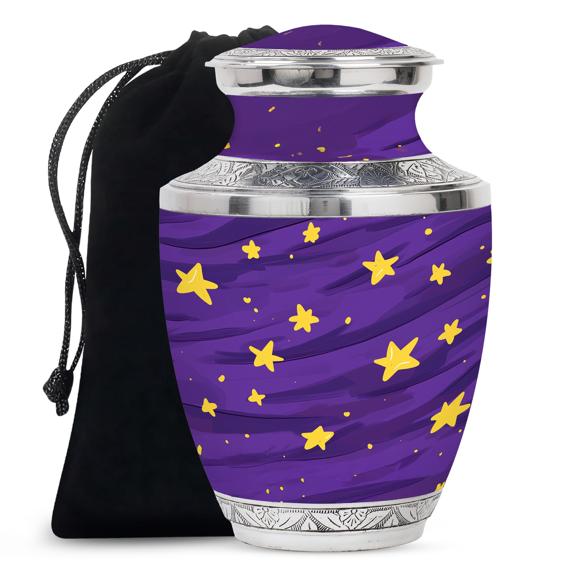 Celestial Galaxy Urn for Ashes – Purple Star Themed Memorial Urn