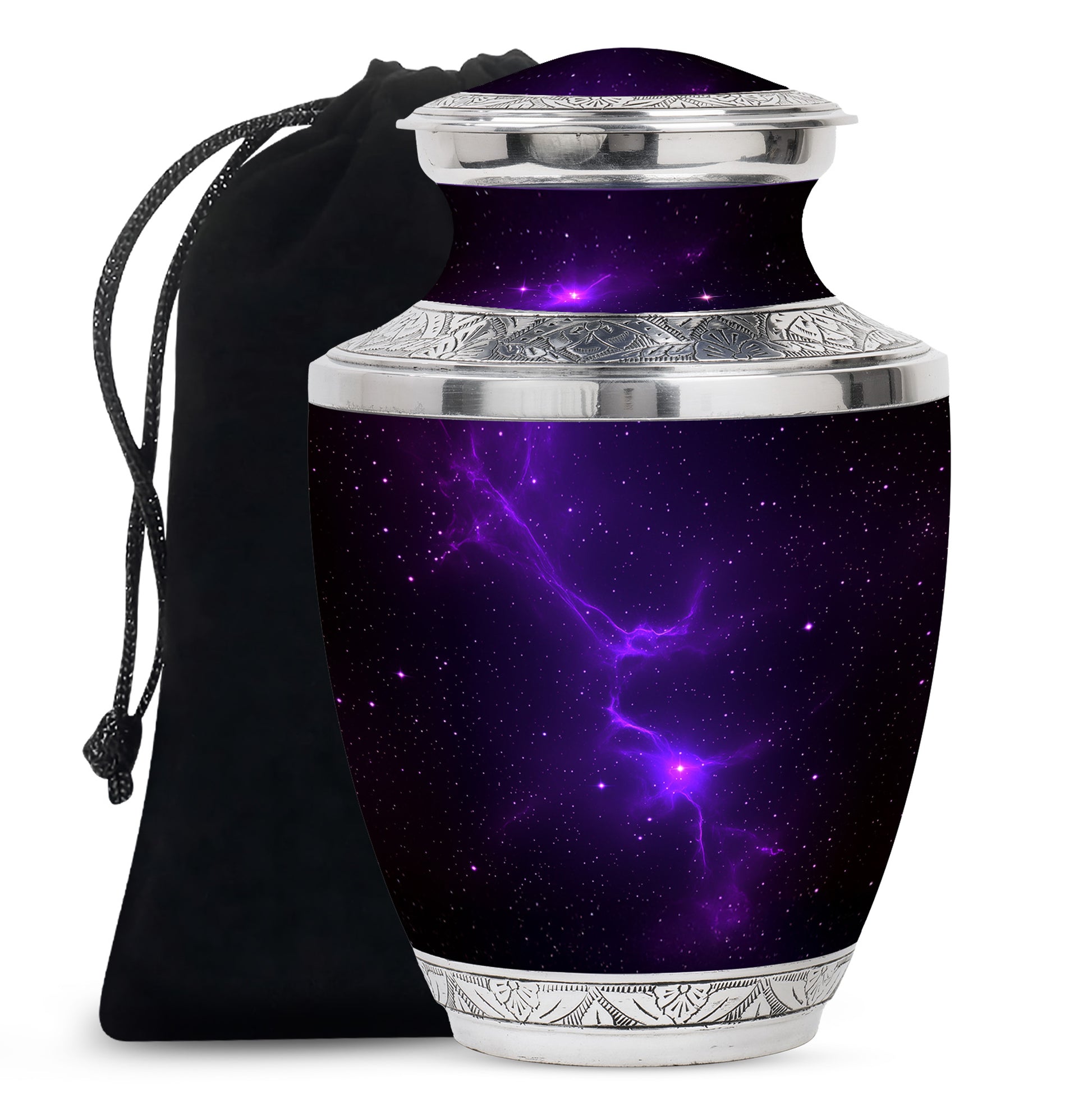 Galaxy Themed Funeral Urn – Elegant Purple Nebula Urn for Human Ashes