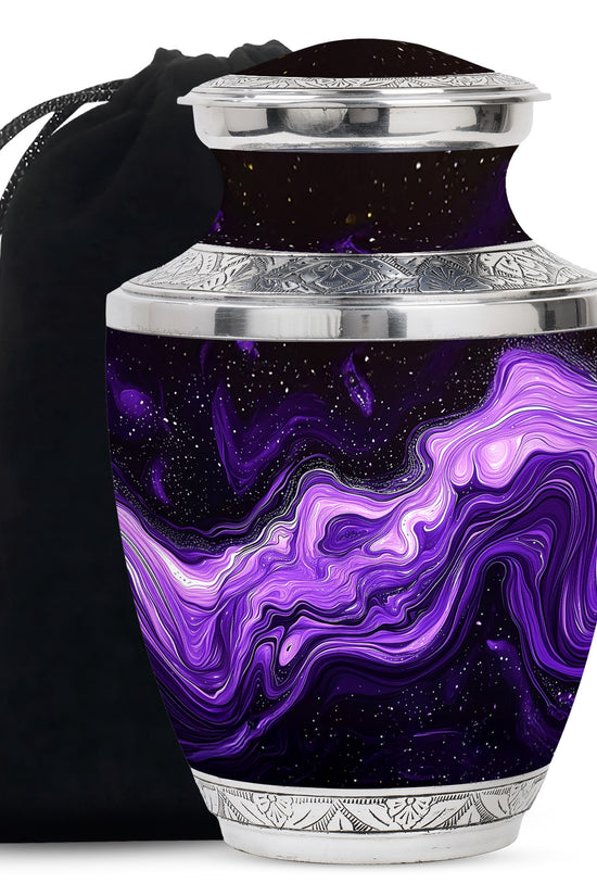 Premium Purple Swirl Cremation Urn - Beautiful Memorial Ashes Container
