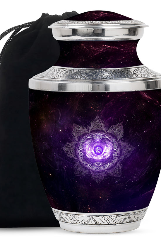 Decorative Purple Cosmic Urn – Mandala Design Urn for Human Ashes