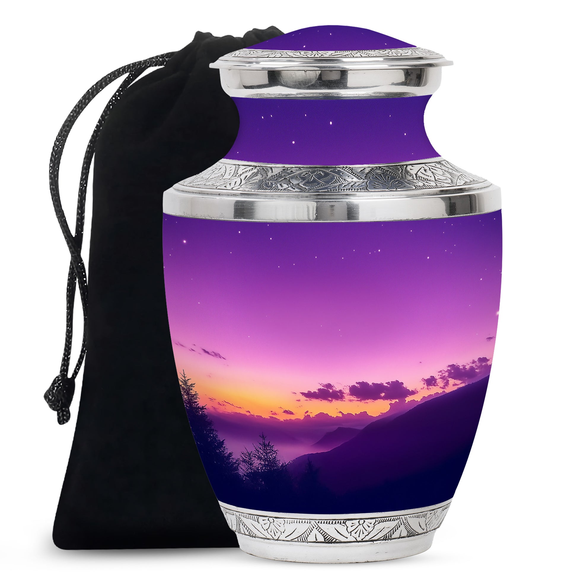 Premium Cremation Urn with Sunset Landscape – Unique Decor Urns