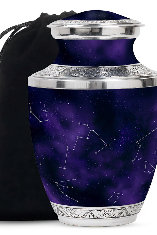 Purple Galaxy Cremation Urn – Cosmic Constellation Design Memorial Urn