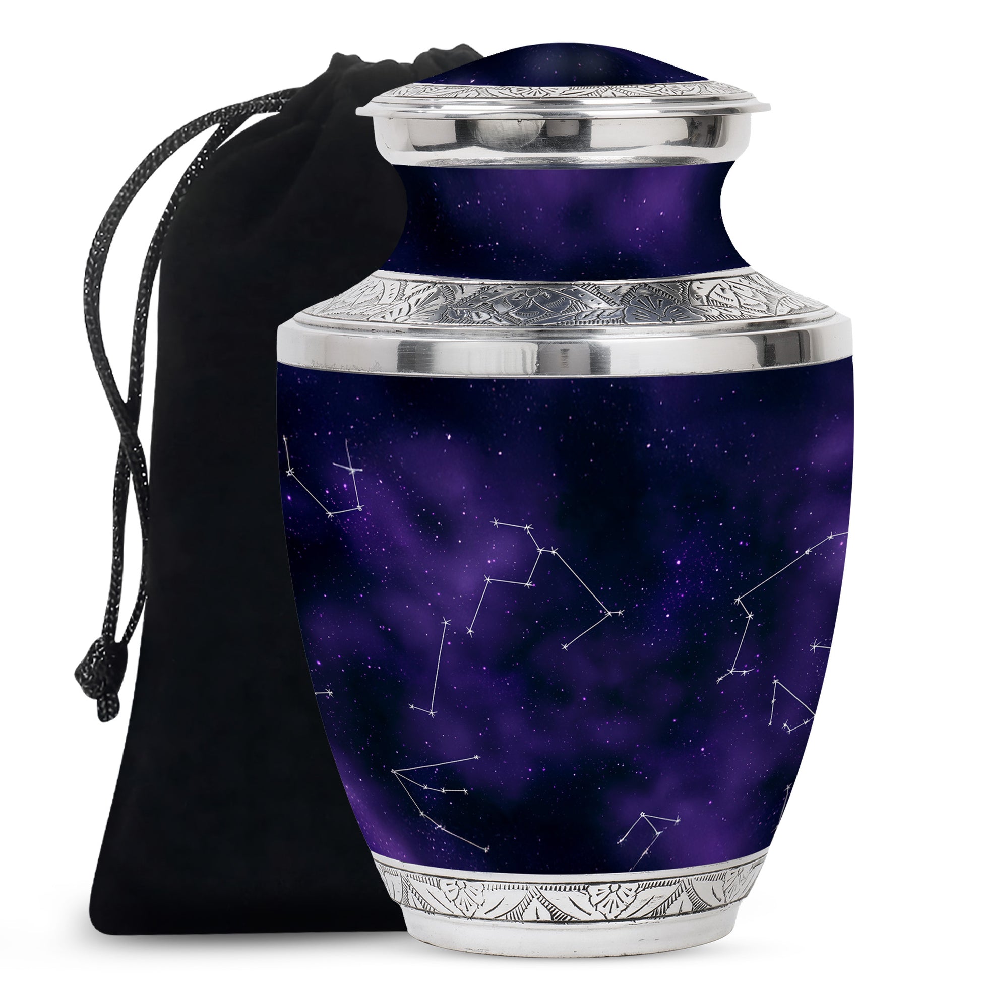 Purple Galaxy Cremation Urn – Cosmic Constellation Design Memorial Urn