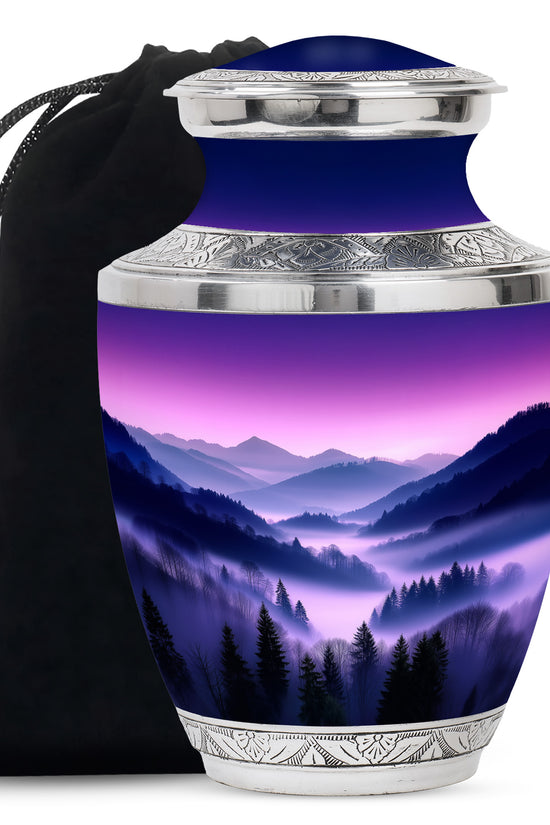 Purple Night Mountain Scenic Urn - Unique Decorative Urns For Ashes