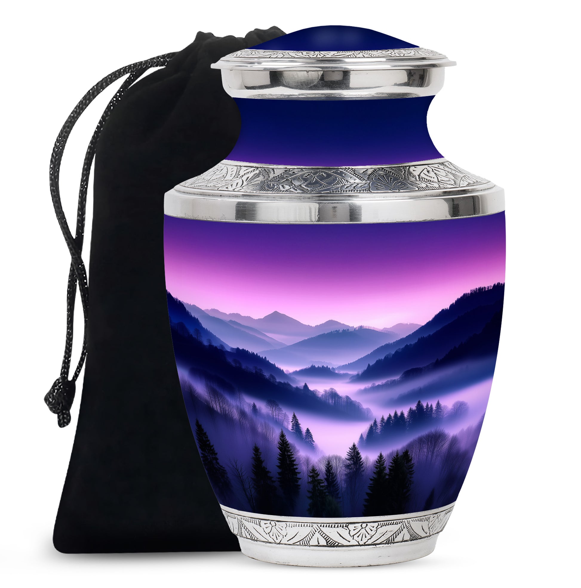Purple Night Mountain Scenic Urn - Unique Decorative Urns For Ashes
