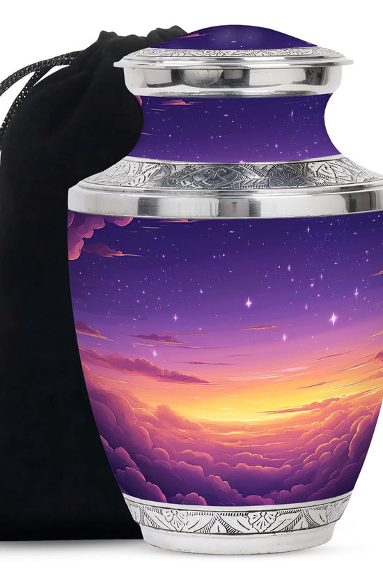 Elegant Purple Sunset Scenic Urn - Beautiful Decorative Cremation Urn