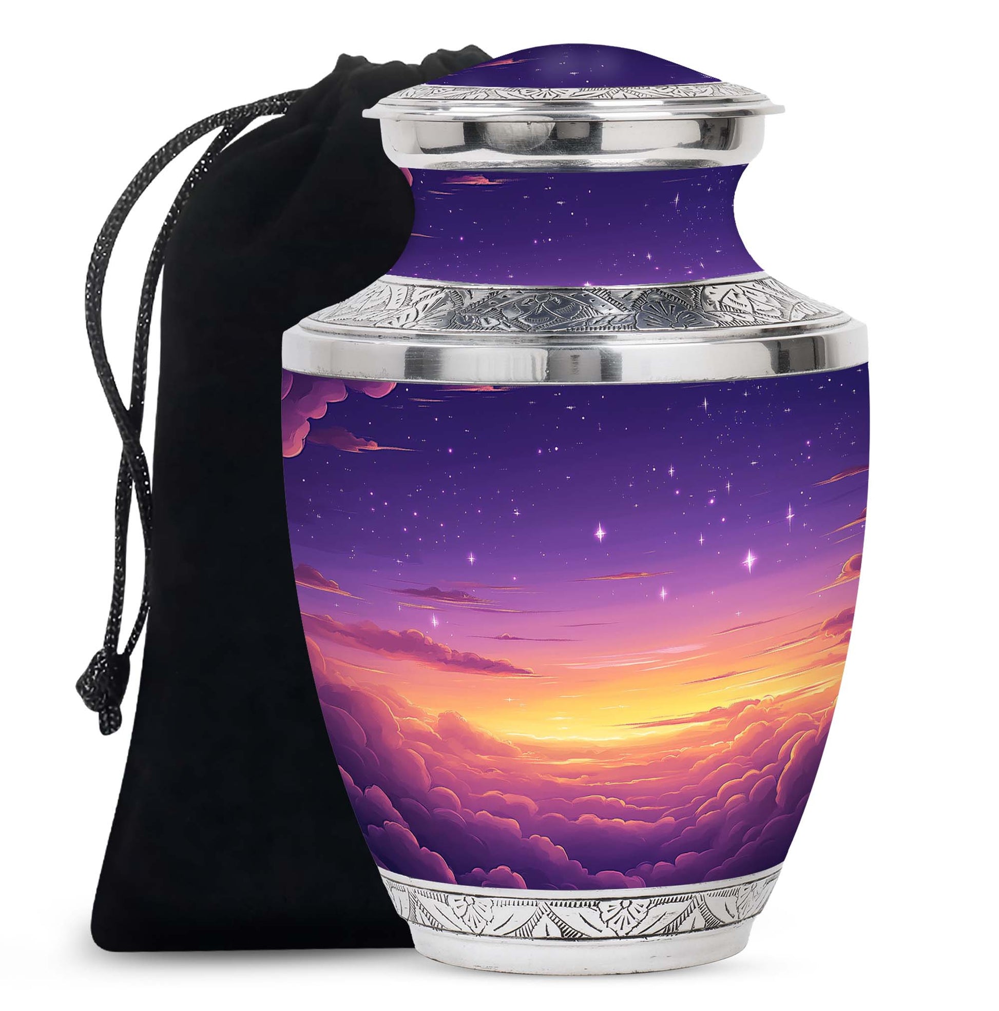 Elegant Purple Sunset Scenic Urn - Beautiful Decorative Cremation Urn