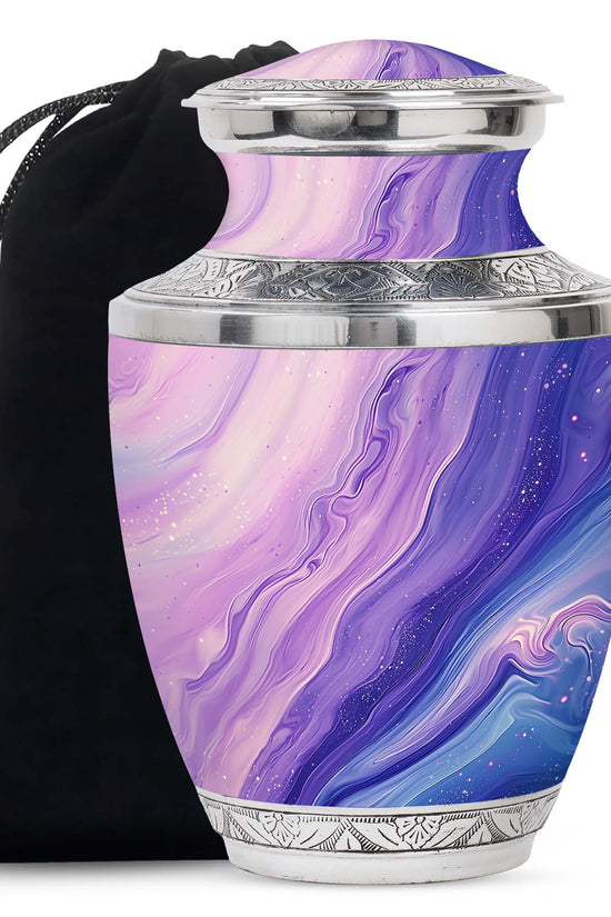 Handcrafted Purple Swirl Cremation Urn – Decorative Adult Ashes Urn