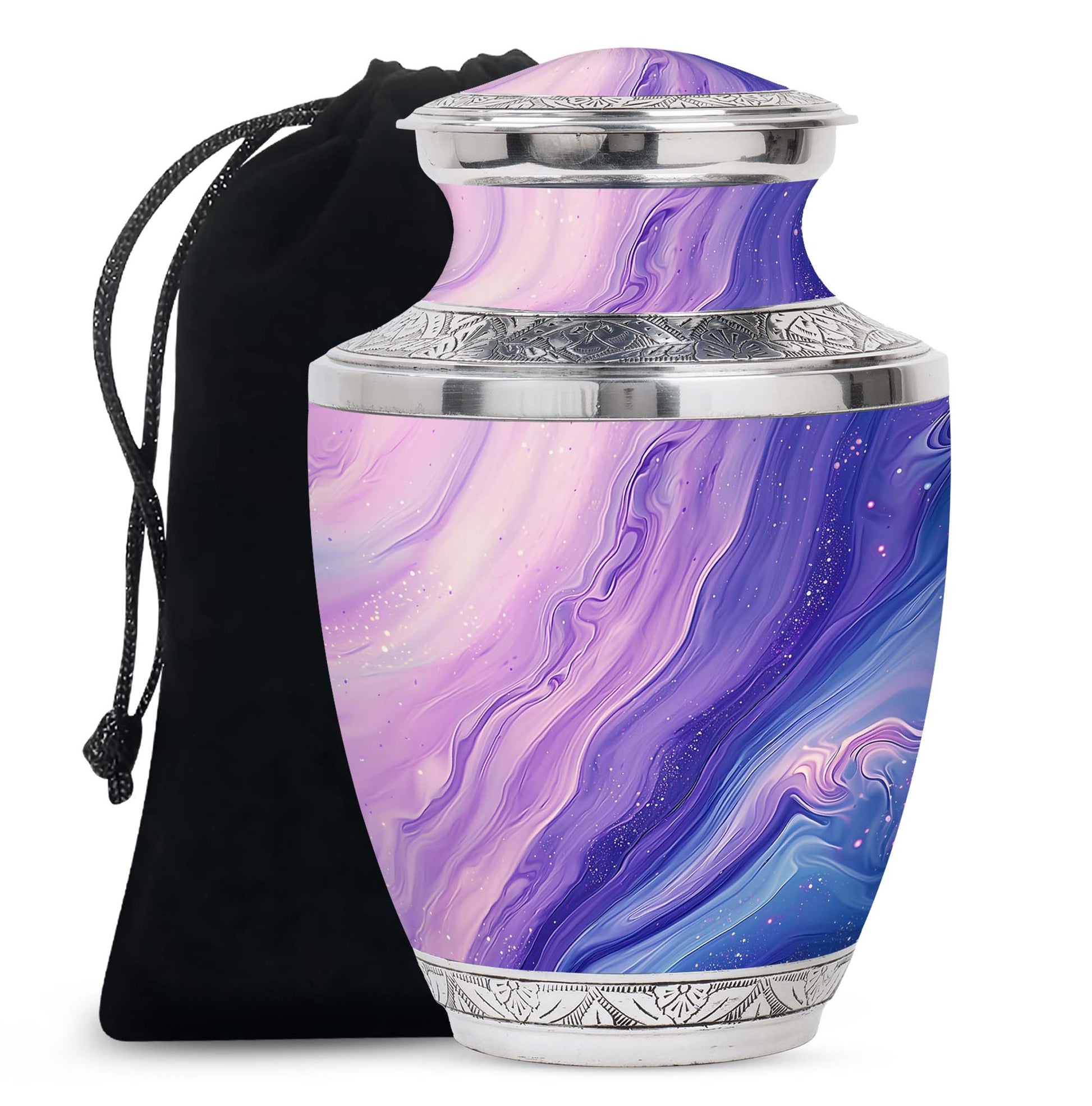 Handcrafted Purple Swirl Cremation Urn – Decorative Adult Ashes Urn