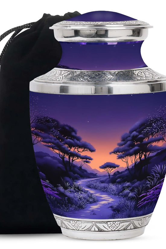 Premium Purple Sunset Memorial Urn - Personalized Decor Urns For Ashes
