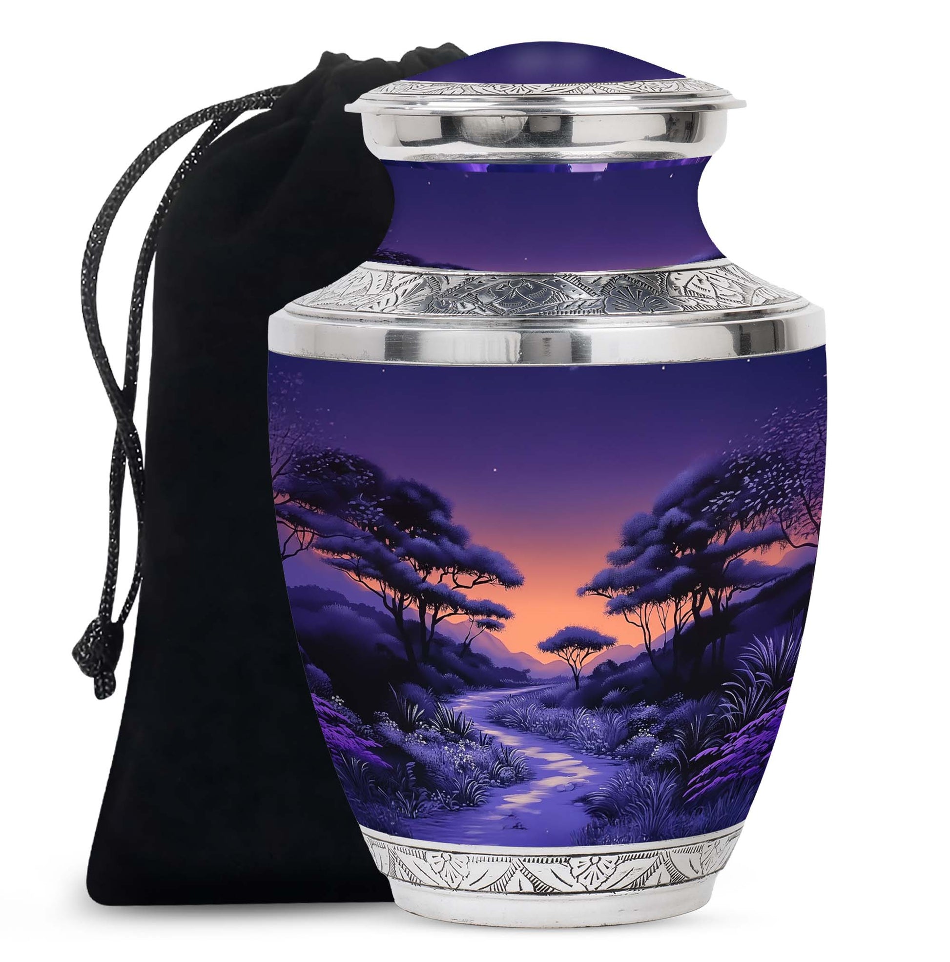 Premium Purple Sunset Memorial Urn - Personalized Decor Urns For Ashes