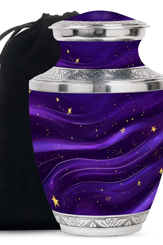 Purple Galaxy Cremation Urn - Beautiful Decorative Urns For Women Ashes