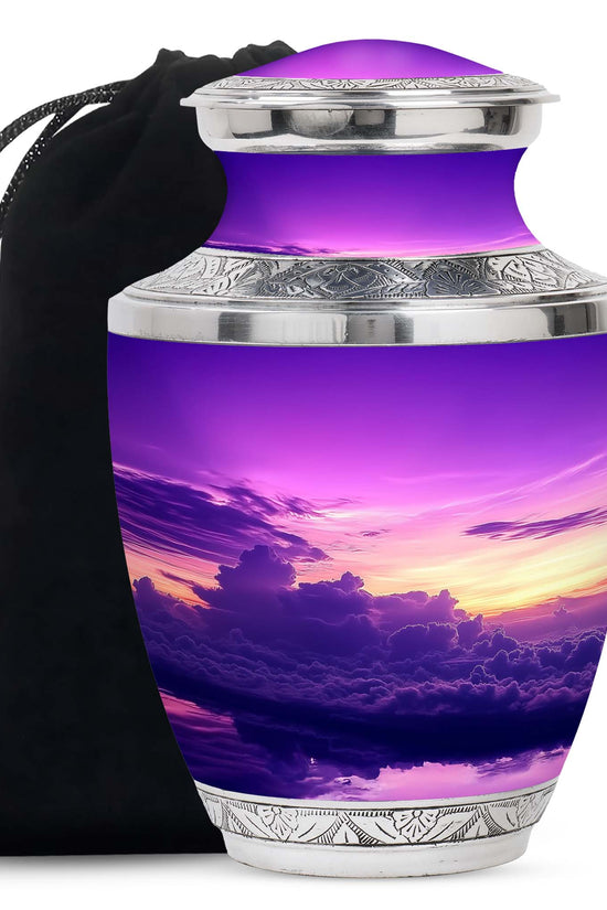Purple Sunset Sky Funeral Urn – Beautiful Adult Memorial Urn for Ashes