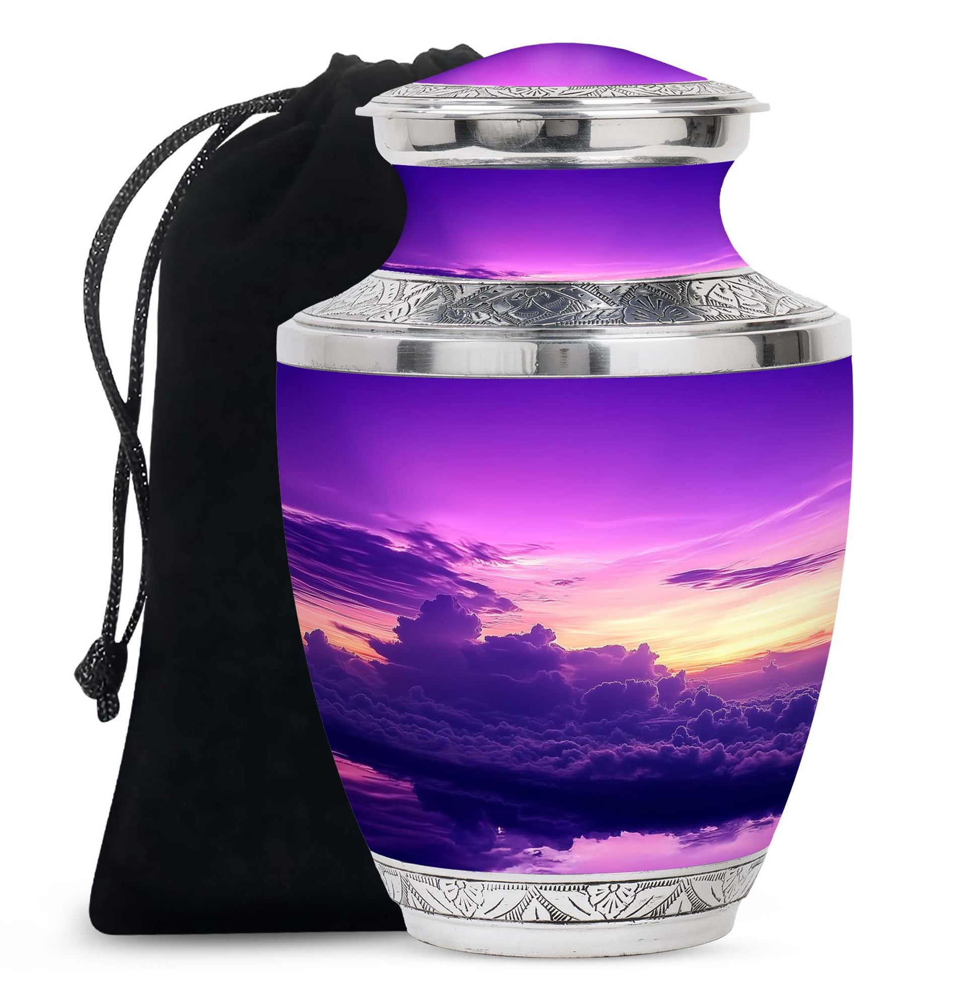 Purple Sunset Sky Funeral Urn – Beautiful Adult Memorial Urn for Ashes