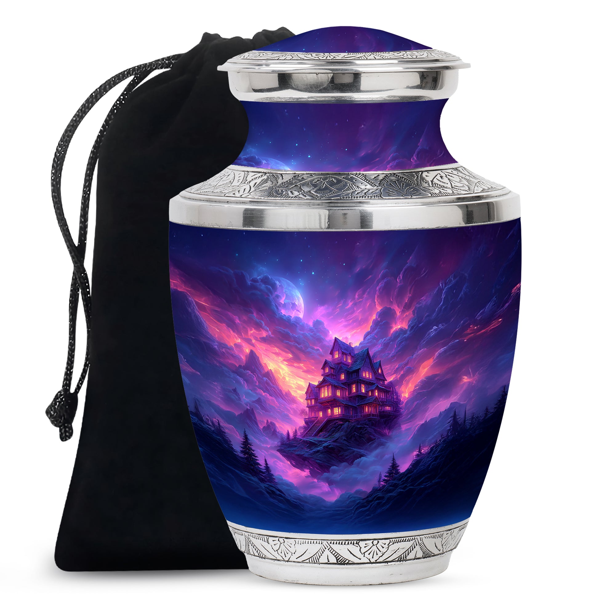 Fantasy Castle Cremation Urn – Blue Artistic Memorial Urn For Ashes
