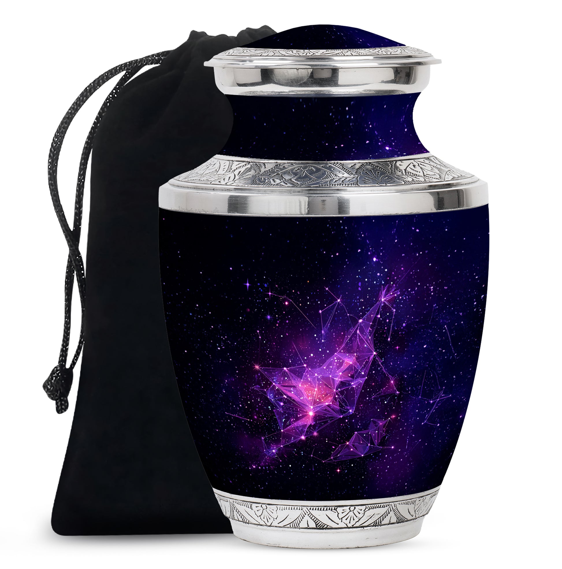 Galaxy Purple Cremation Urn – Cosmic Star Memorial Urn for Ashes