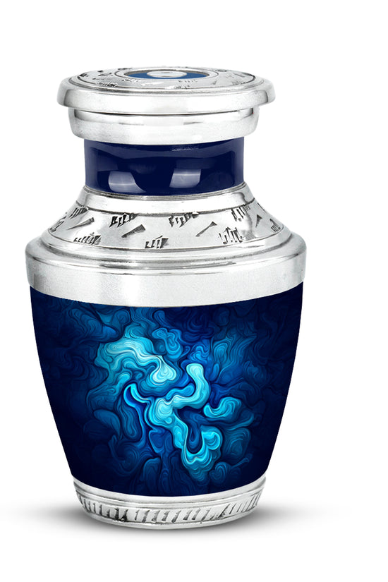 Personalized Blue Cremation Urns - Tranquil Blue 10-inch, 200 cu in - Karyliz