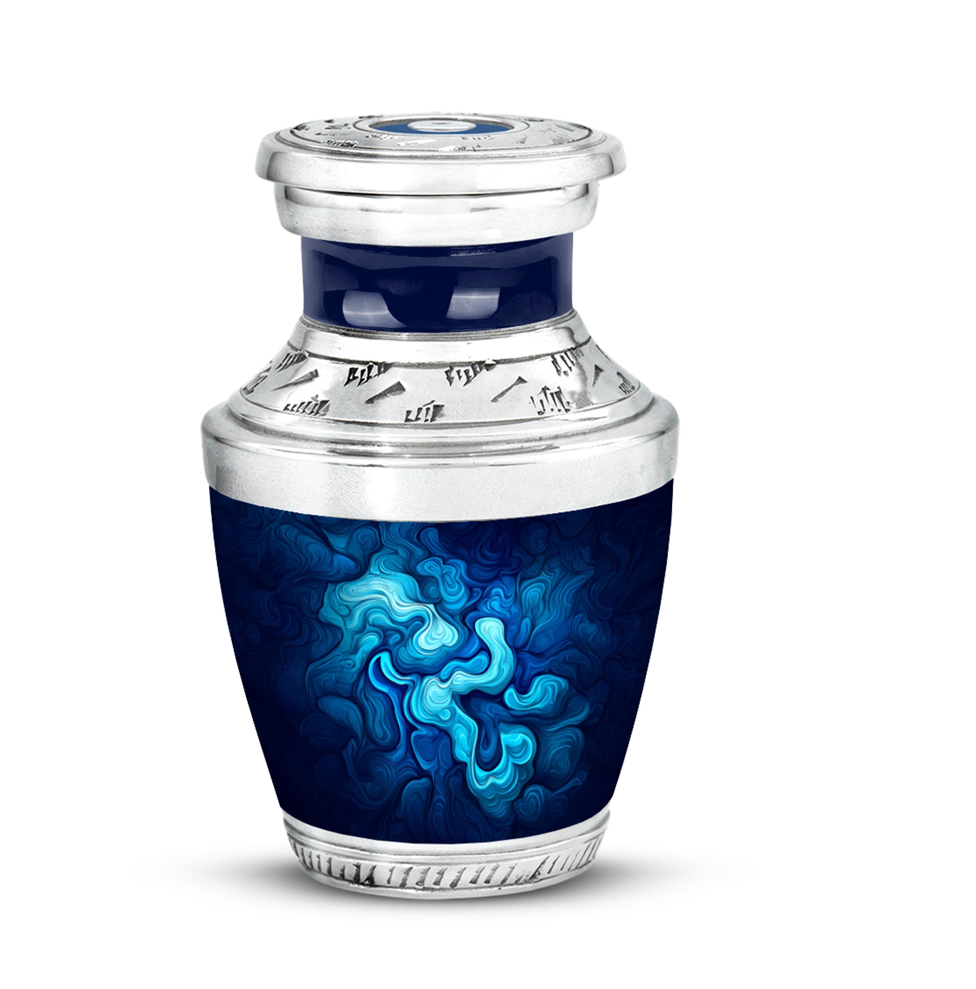 Personalized Blue Cremation Urns - Tranquil Blue 10-inch, 200 cu in - Karyliz