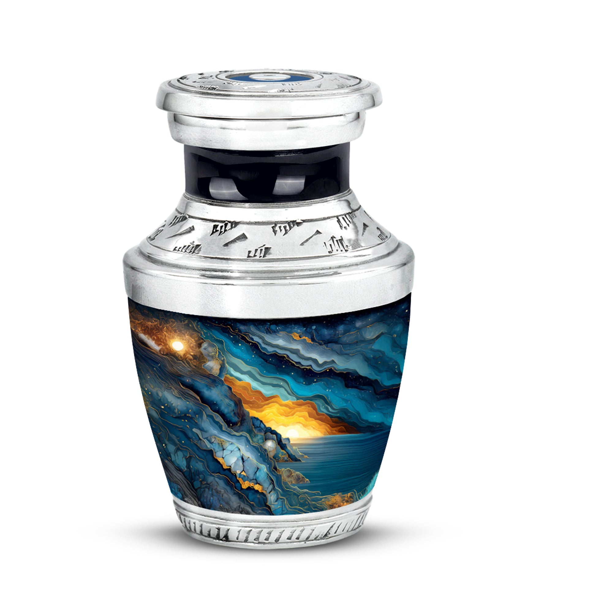 Personalized Magnificent Blue Cremation Urns - Blue 10-inch, 200 cu in - Karyliz