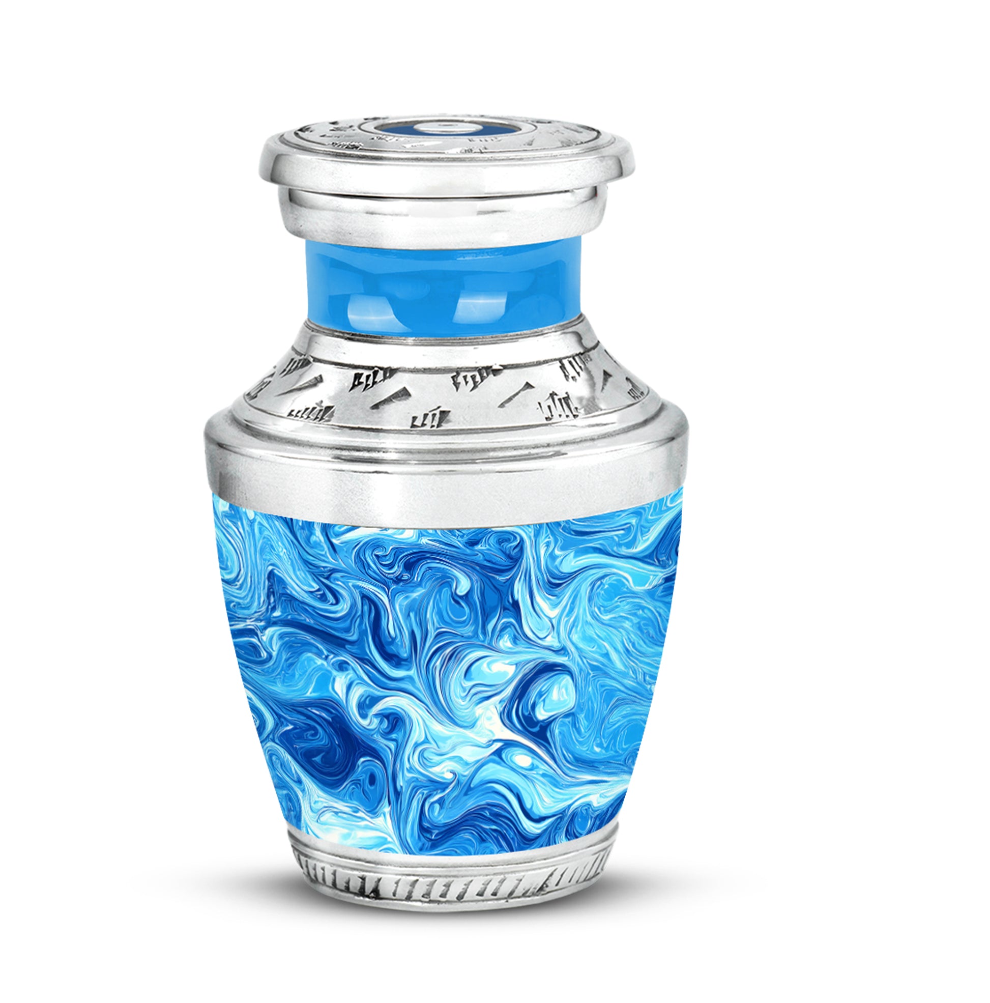 Personalized Blue Steadfast Blue Cremation Urns for Human Ashes - 10-inch, 200 cu in - Karyliz