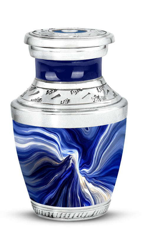 Personalized Elegant Blue Cremation Urns - Blue 10-inch, 200 cu in - Karyliz